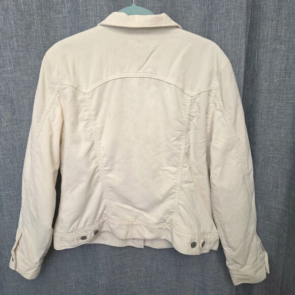 Y2K GAP Corduroy Sherpa Lined Trucker Jacket Women's L/XL Cream/Ivory - Picture 3 of 13